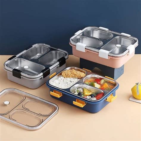 imported stainless steel compartment leak proof lunch box|leakproof stainless steel lunch box.